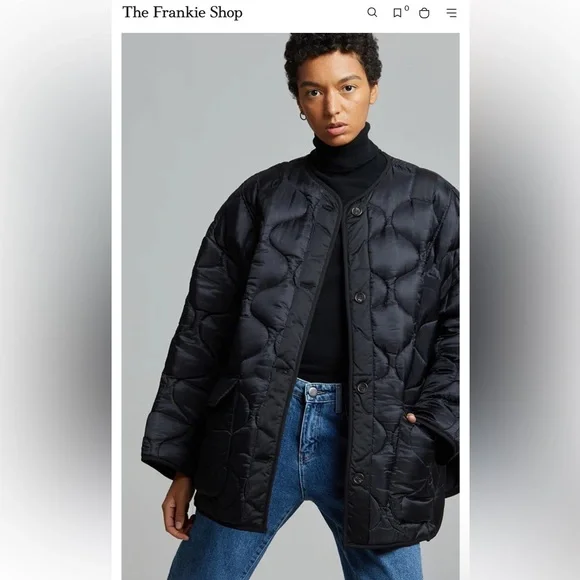 NWT THE FRANKIE SHOP TEDDY QUILTED JACKET - BLACK-PLEASE READ LISTING DETAILS - Picture 1 of 10